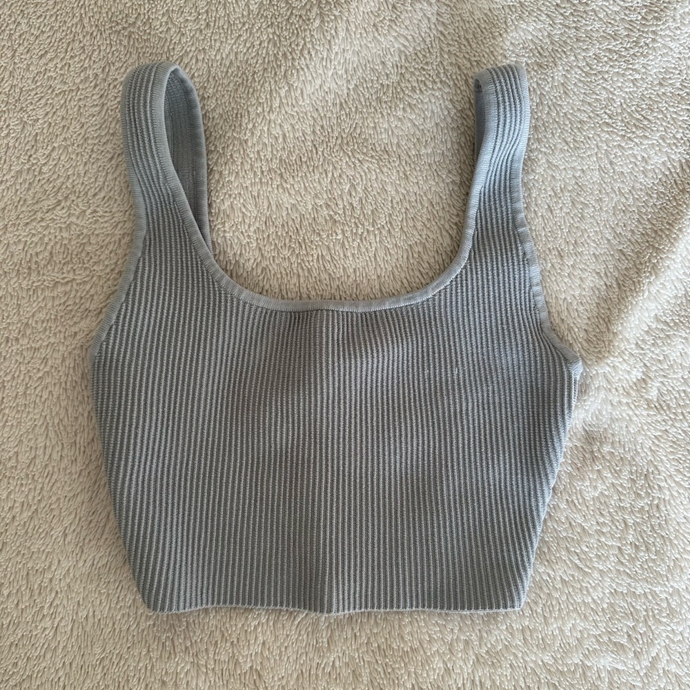 BABATON SCULPT KNIT SQUARENECK CROPPED TANK - XS